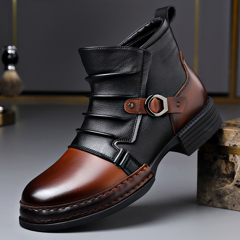 Men'S Shoes Zipper - Bottes de moto rétro pour homme,