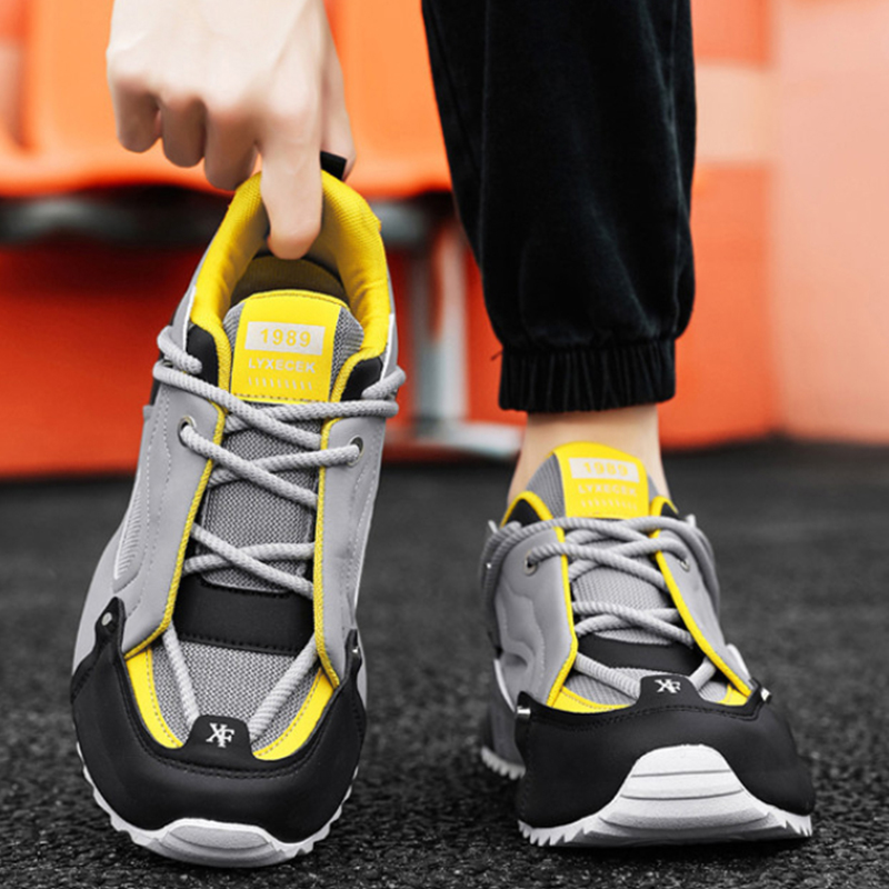 Men'S Shoes Yellow And Black - Baskets Chunky Dad Grises, Noires et