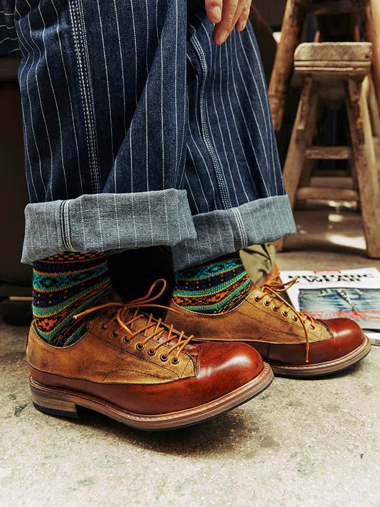 Men'S Shoes Low Top - Vintage mode en cuir véritable bas