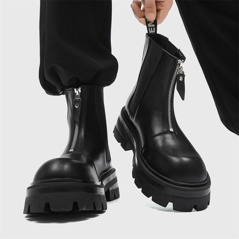 Men'S Shoes Zipper - Hommes bottes Chelsea Pu cuir fermetures