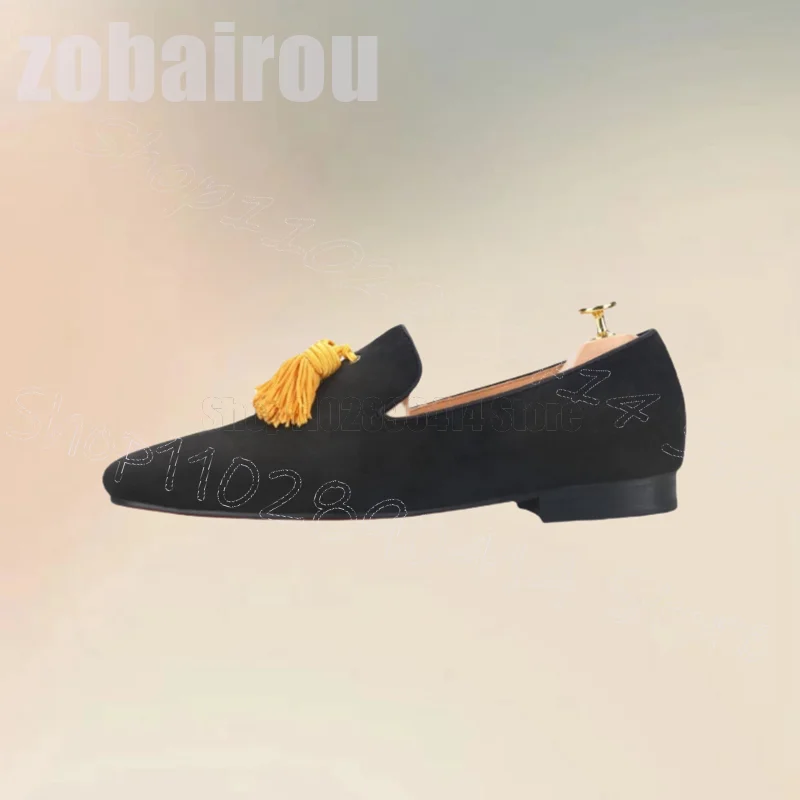 Men'S Shoes Yellow And Black - Mocassins pour hommes en daim noir