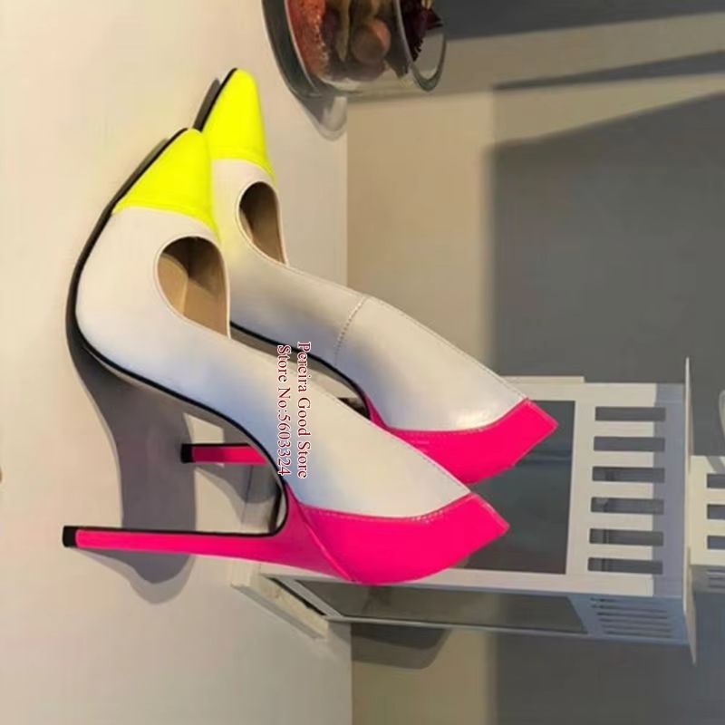 Men'S Shoes Yellow And Black - Escarpins sexy à bout pointu en