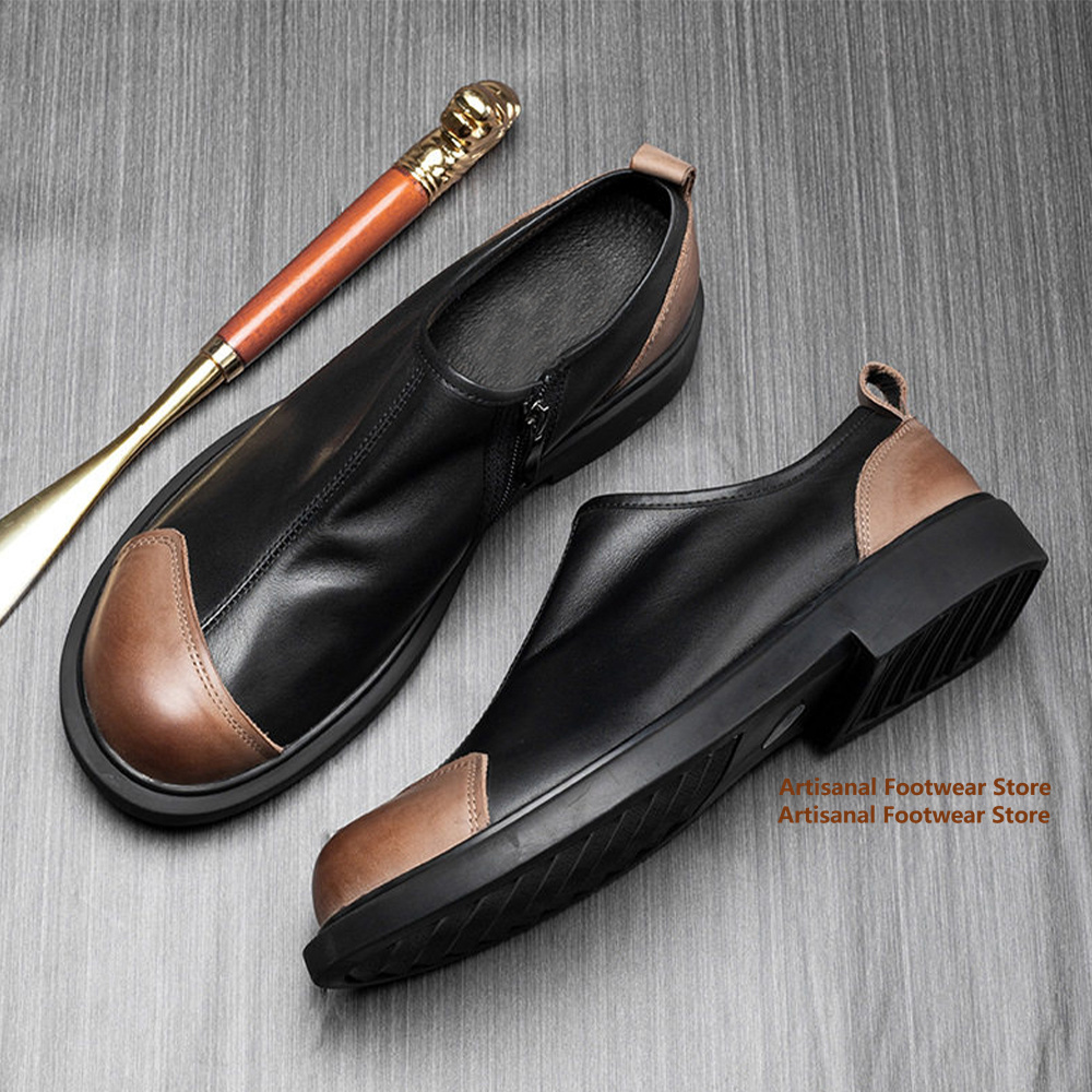 Men'S Shoes Zipper - Chaussures décontractées pour hommes en cuir