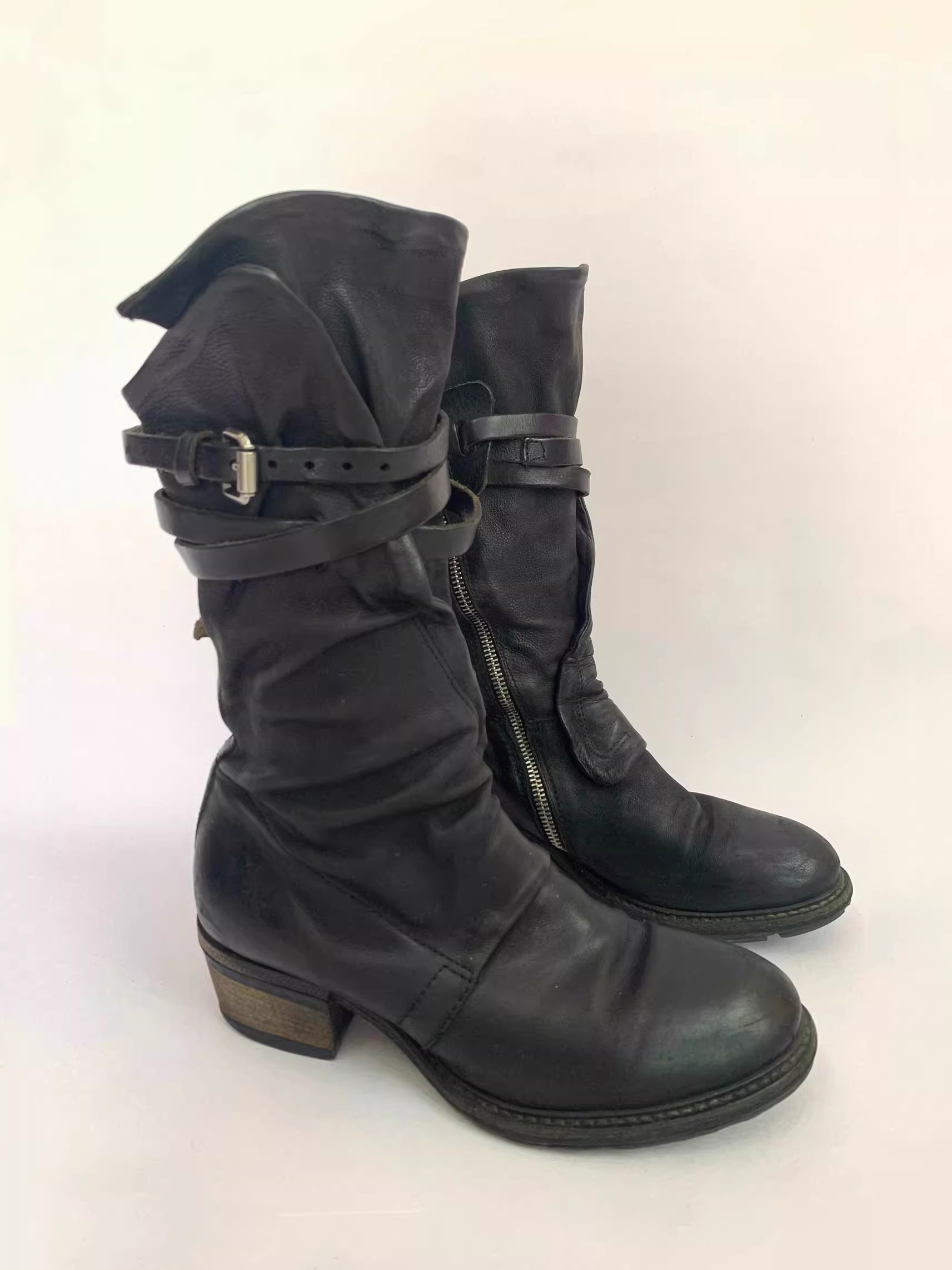 Bottes de moto rétro noires po - Men'S Shoes Zipper avis et prix
