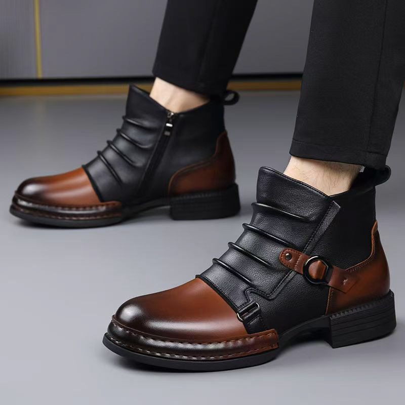 Bottes de moto rétro pour homm - Men'S Shoes Zipper avis et prix