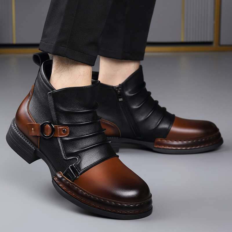 Bottes de moto rétro pour homm - Men'S Shoes Zipper avis et prix