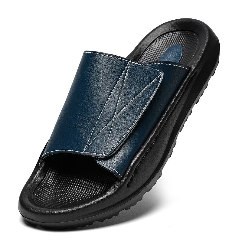 Mules en cuir Easy-top pour ho - Men'S Shoes With Velcro avis et prix