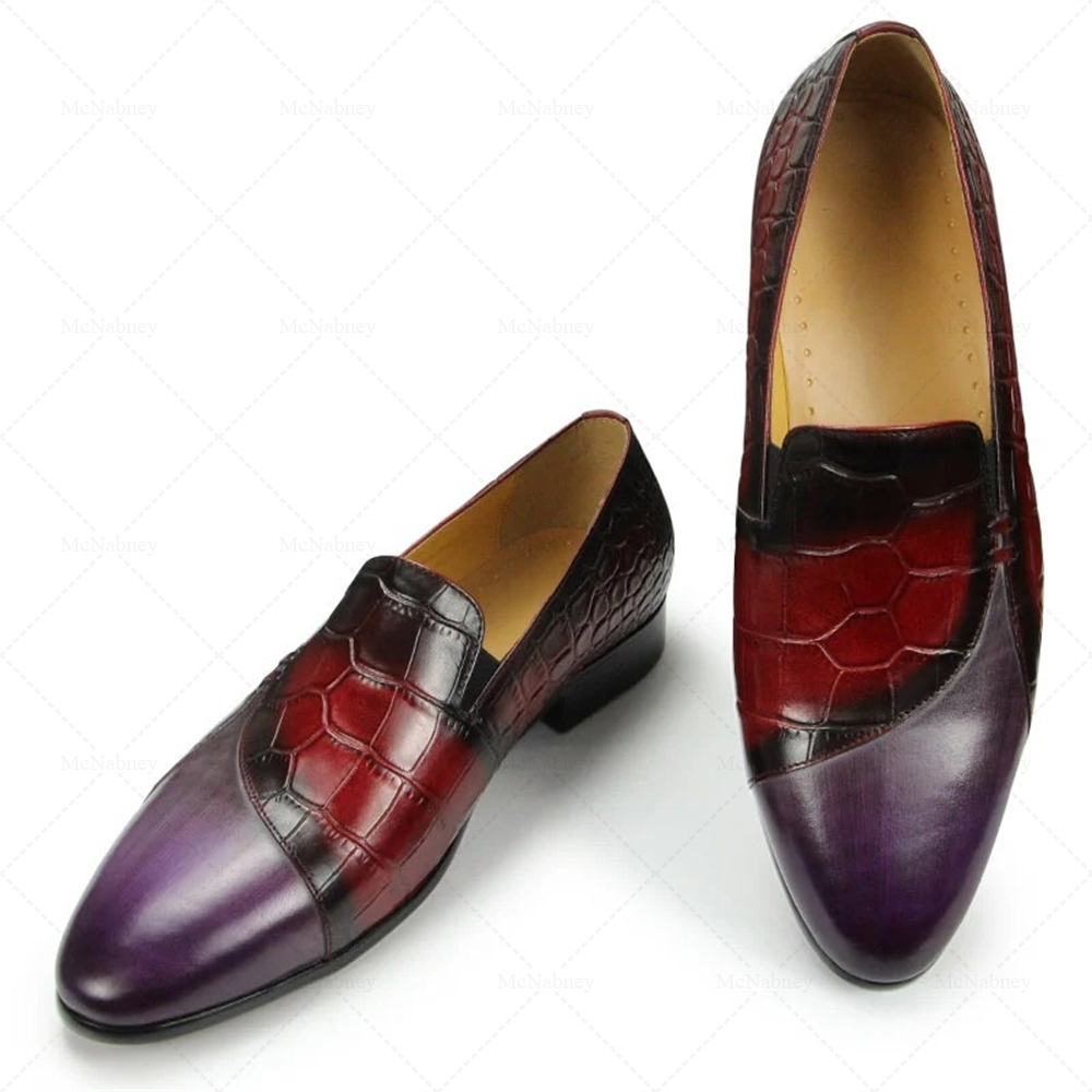 Mocassins en cuir à motif croc - Men Shoes Red avis et prix