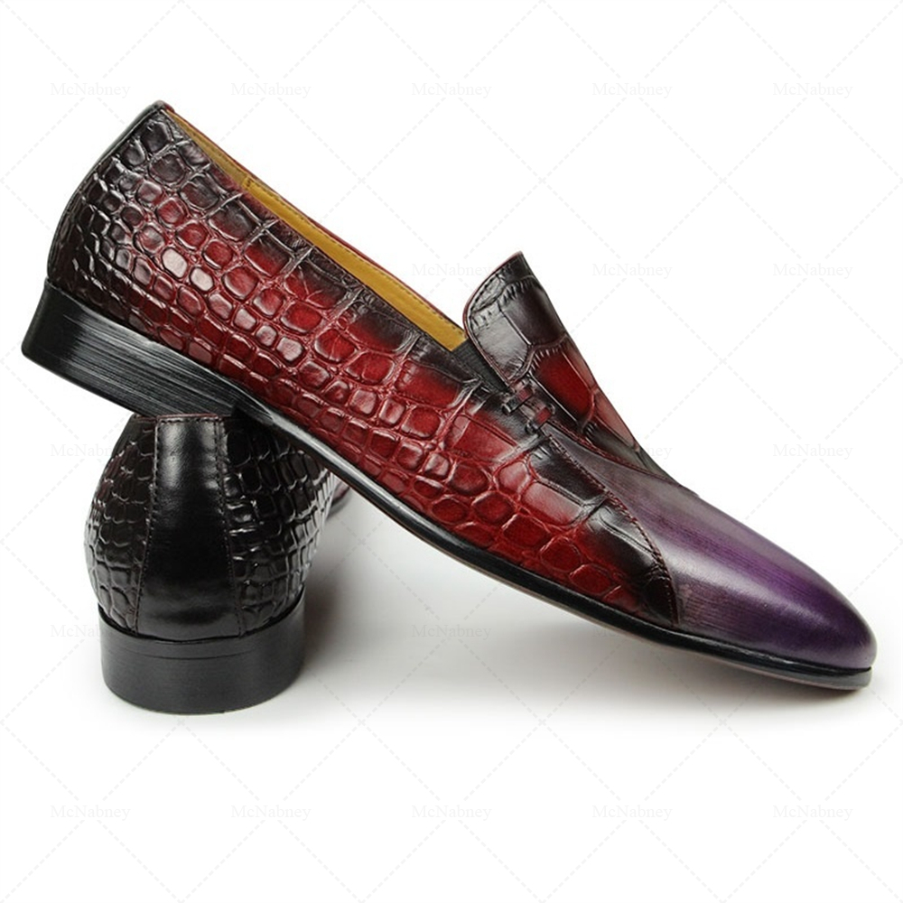 Mocassins en cuir à motif croc - Men Shoes Red avis et prix