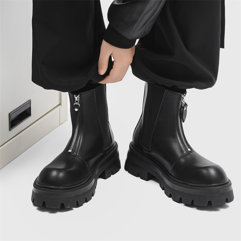 Hommes bottes Chelsea Pu cuir  - Men'S Shoes Zipper avis et prix