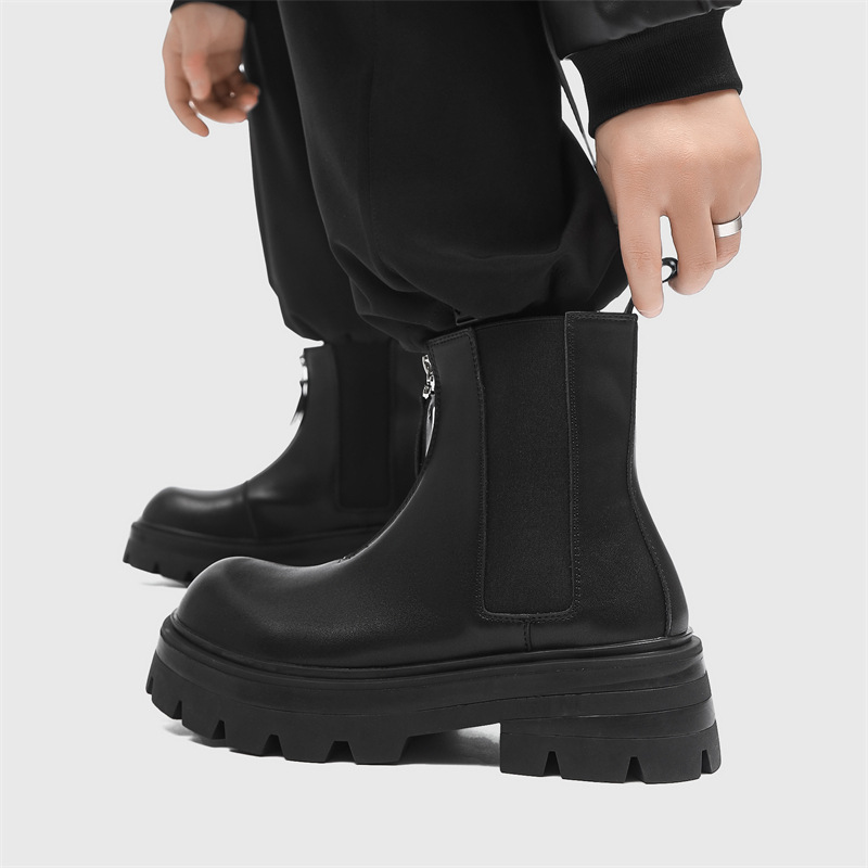 Hommes bottes Chelsea Pu cuir  - Men'S Shoes Zipper avis et prix