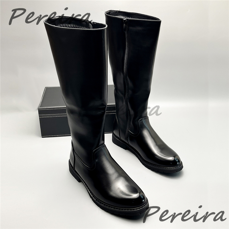 Bottes hautes en cuir noir pou - Men'S Shoes Zipper avis et prix