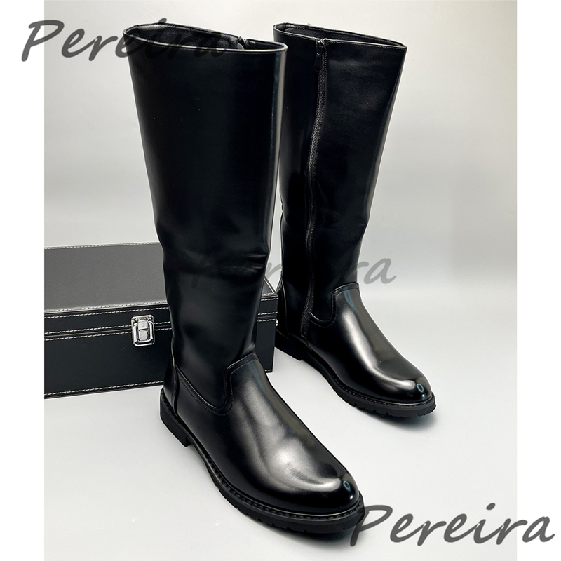 Bottes hautes en cuir noir pou - Men'S Shoes Zipper avis et prix
