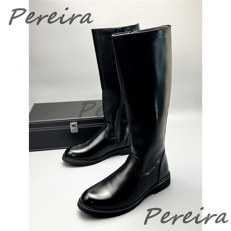 Bottes hautes en cuir noir pou - Men'S Shoes Zipper avis et prix