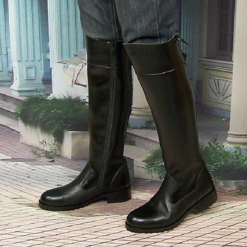 Bottes d'équitation en cuir vé - Men'S Shoes Zipper avis et prix