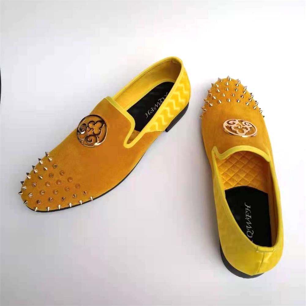 XQWFH-Mocassins Astronomiques  - Men'S Shoes Yellow And Black avis et prix