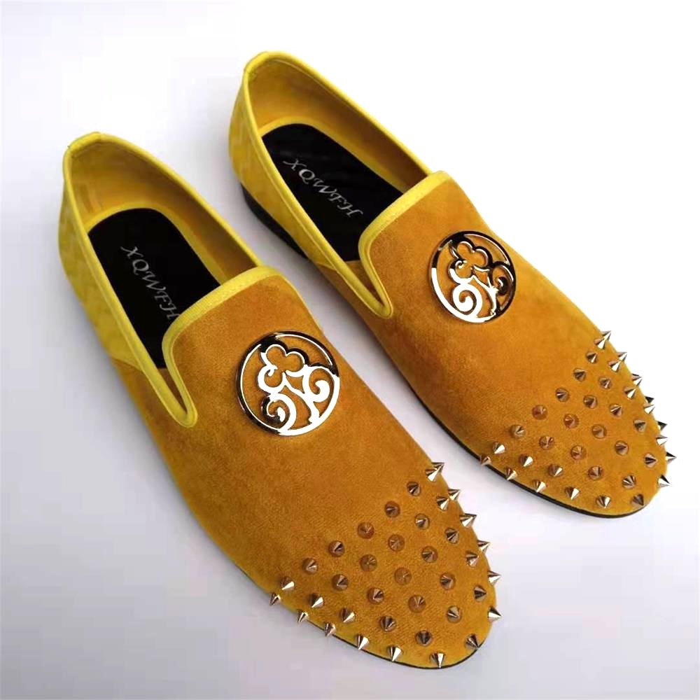 XQWFH-Mocassins Astronomiques  - Men'S Shoes Yellow And Black avis et prix